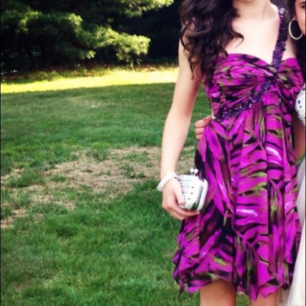 One Shoulder Purple Event Dress